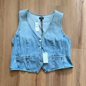 Express Light Blue Denim Button Vest
